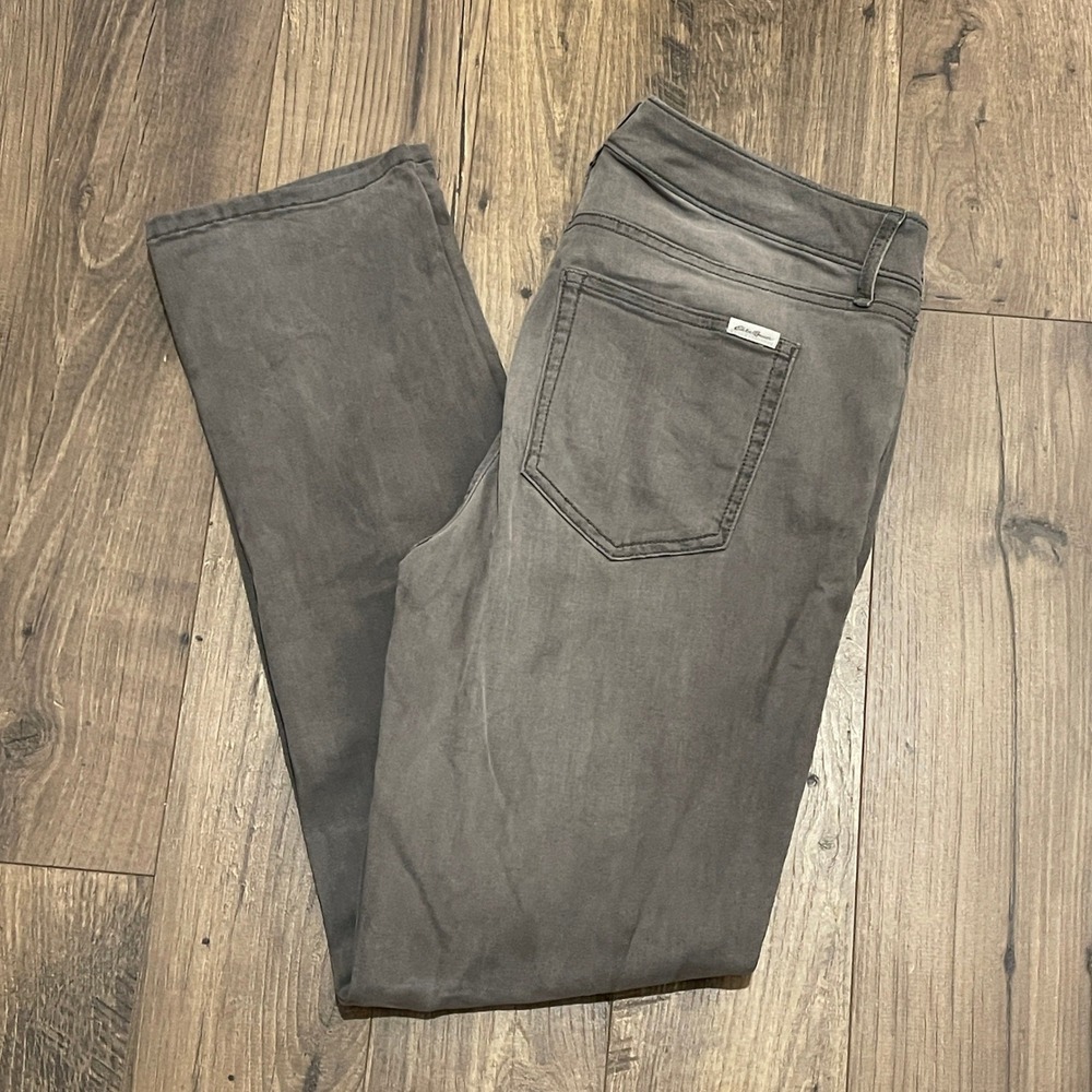 Eddie Bauer Slightly Curvy Slim Straight Pants Charcoal Gray Womens 5-Pocket